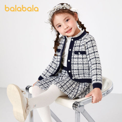 Balabala children's clothing girls' suits for children's autumn and winter new baby children's two-piece suit with foreign style and small fragrance