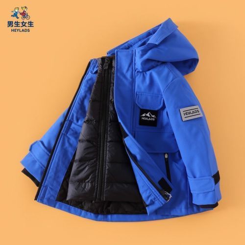 Boys and girls children's clothing boys and girls winter urban big children casual white duck down jacket two-piece set three-in-one