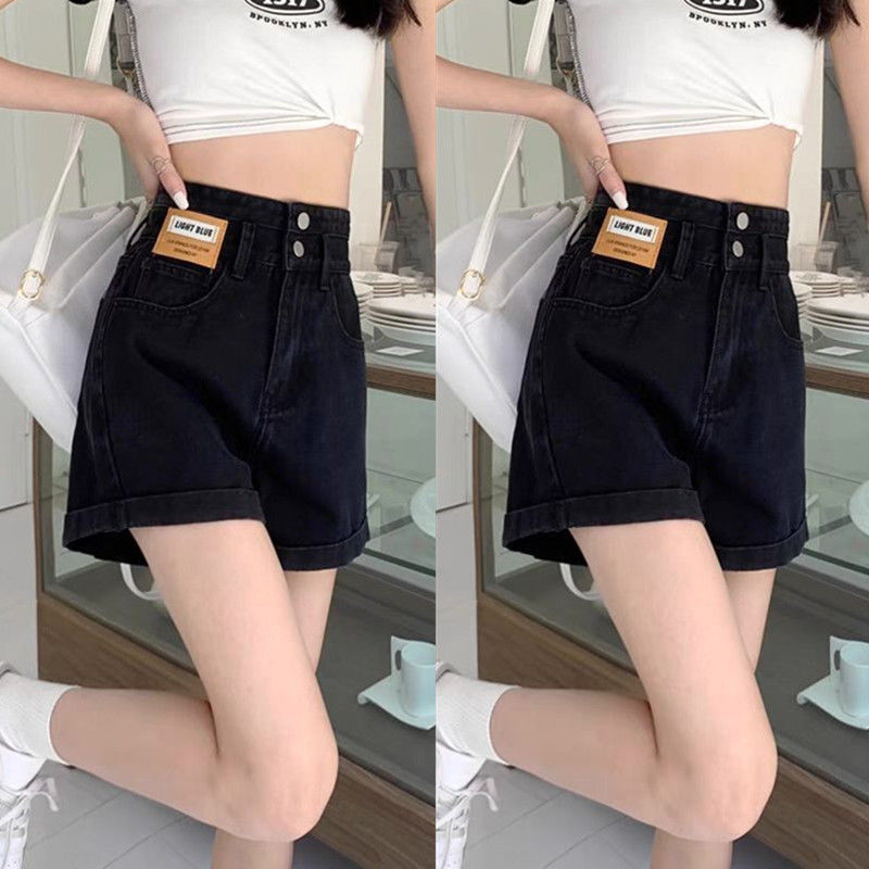 Large size fat mm high waist denim shorts women's summer design feeling niche loose wide leg hot girls look thin A word hot pants