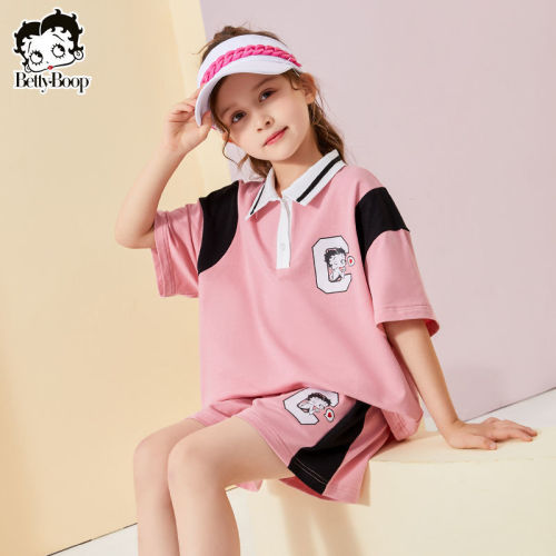 Betty children's clothing children's short-sleeved sports suit 2023 summer new girls' western style sports and leisure two-piece suit trendy
