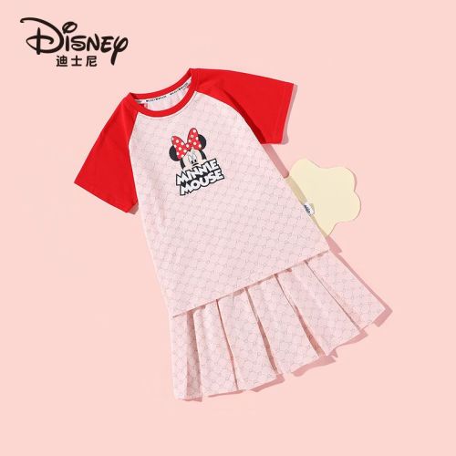 Disney children's clothing girls summer short-sleeved suit 2022 summer girls' short-sleeved T-shirt short skirt two-piece set
