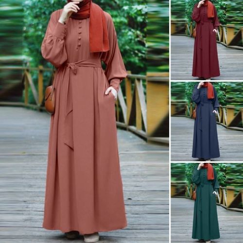 Dubai's new autumn and winter Miaoxiangyi clothing 2022 autumn women's clothing pure color collage four-sided elastic Muslim women's clothing