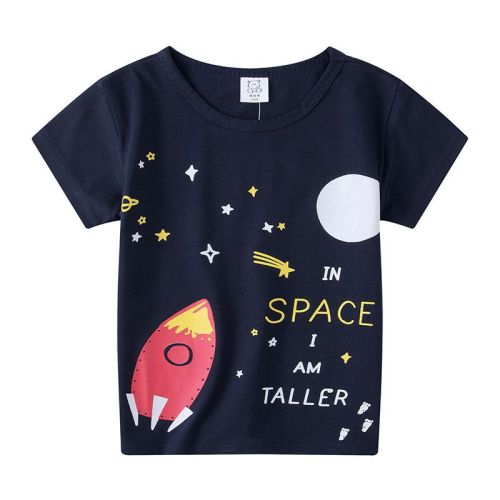 Children's short-sleeved boys and girls t-shirt summer thin tops 3-7 years old cartoon casual bottoming pajamas sweat-absorbing half-sleeves