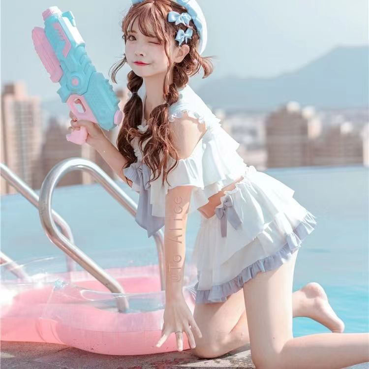Swimsuit women's split cute swimsuit summer navy wind sailor collar split swimsuit hot spring swimsuit