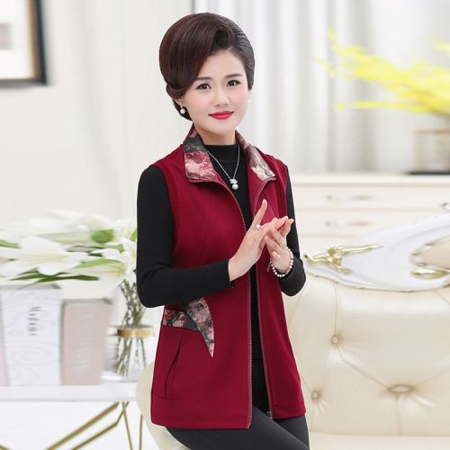40-60 years old spring and autumn style large pocket waistcoat middle-aged and elderly mothers vest middle-aged women's vest small coat