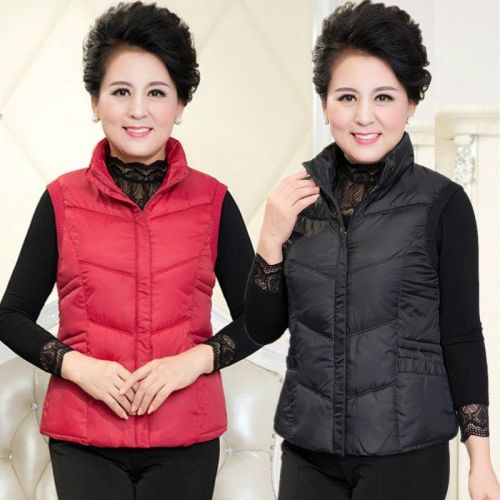 Middle-aged and elderly women's autumn and winter down cotton short vest women's mother's wear 40-50 years old large size warm thick vest