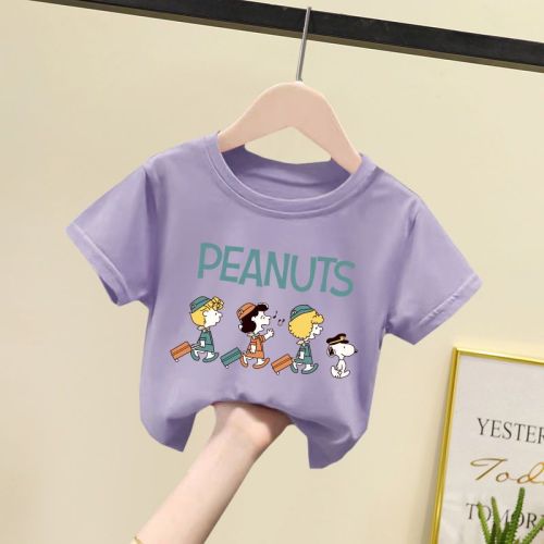 Boys and girls short-sleeved cotton T-shirt new summer small, medium and large children's bottoming shirt handsome baby loose top tide