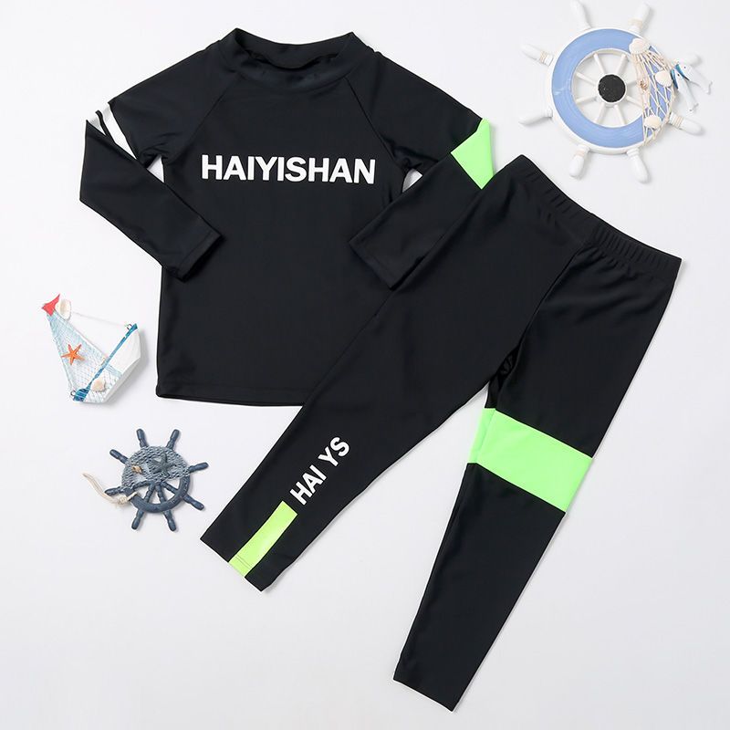 Children's swimsuit split long-sleeved trousers for men and women, middle-aged and older children, children, children, older children, brothers and sisters, the same swimming suit
