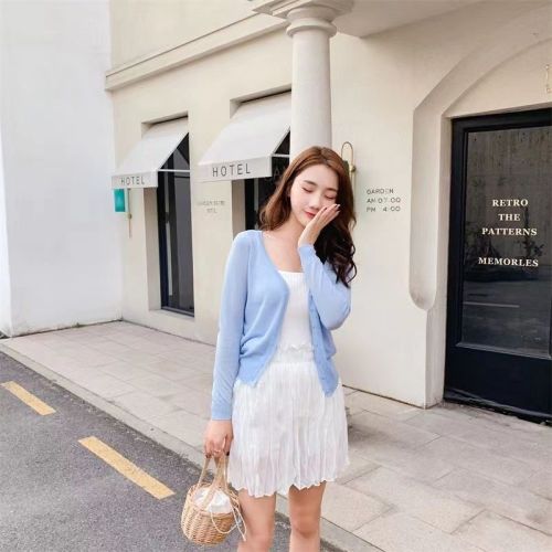 Ice silk sun protection clothing large size knitted cardigan women's summer Korean version loose thin shawl with long-sleeved jacket jacket