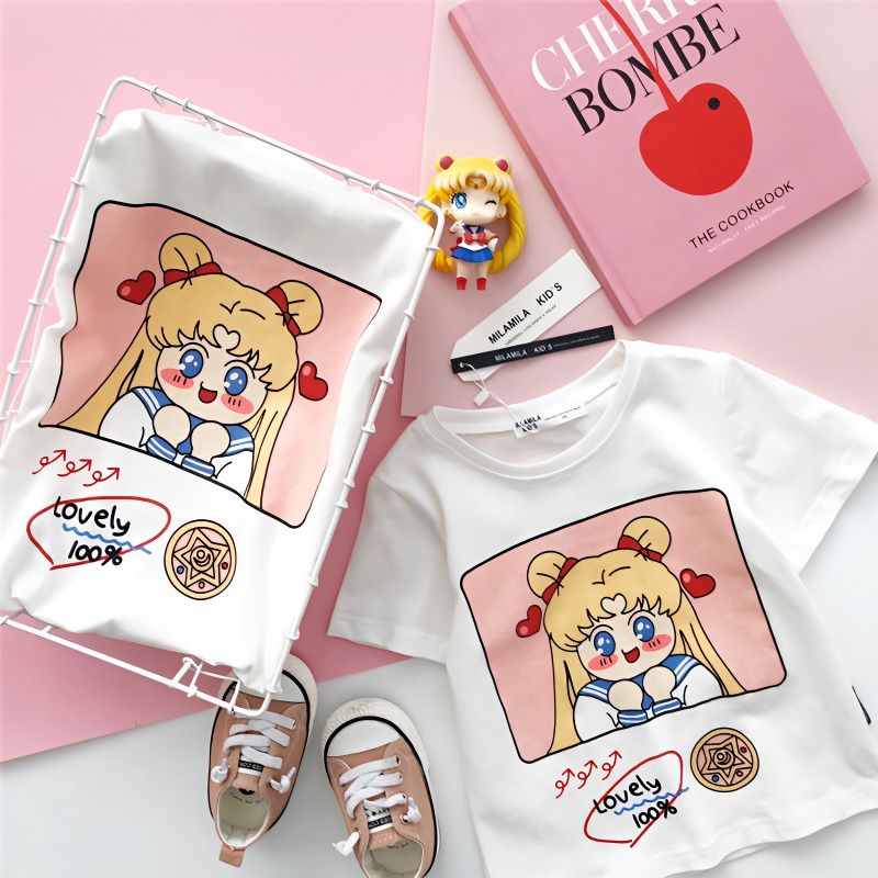 100% cotton children's boys and girls 2023 summer new printing heavy industry quick-drying breathable short-sleeved T-shirt top