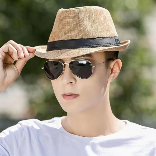 Gentleman's hat summer retro British fashion young men and women linen jazz hat casual small top hat stage performance