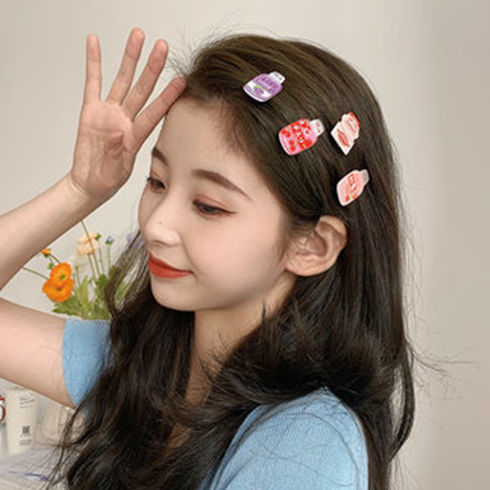 Internet celebrity cute drink bottle hair clip sweet wind broken hair curly bangs clip