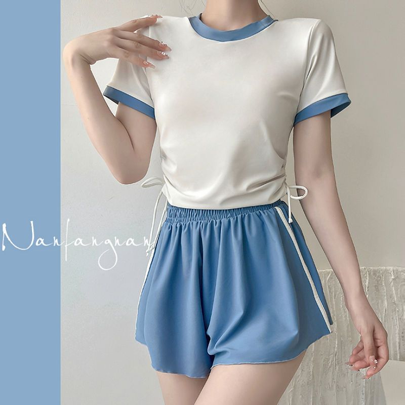 Two-piece swimsuit female students summer 2022 new hot style slimming cover belly conservative swimming swimwear female hot springs