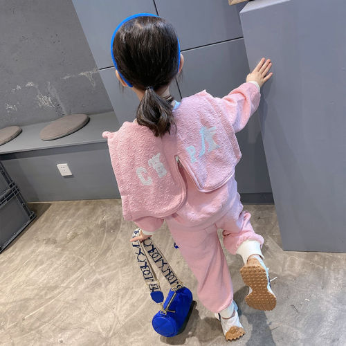 Girls' clothing fashionable suit foreign style children's sports two-piece suit 2023 new net red little girl spring and autumn clothing