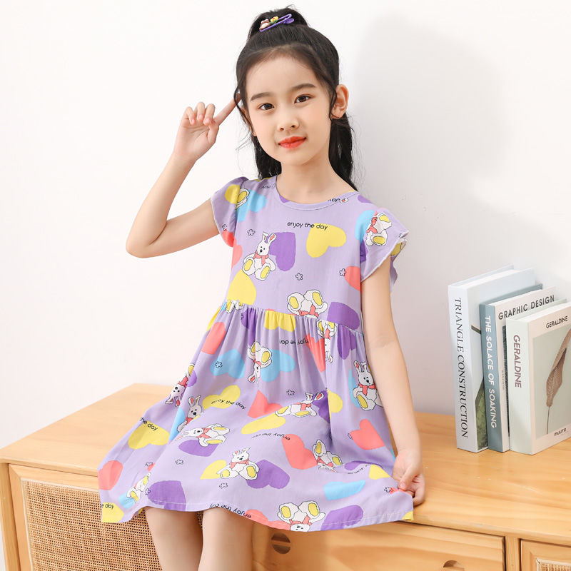 Girls' dress Mori thin section children's summer sleeveless ancient style princess style one-piece sports floral cotton silk skirt