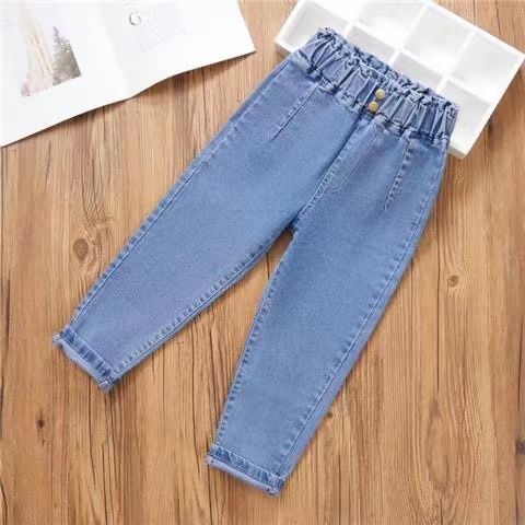 Spring and Autumn Children's Jeans Girls Baby Stretch Small Feet Pants Girls Casual Outerwear Trousers Summer Mosquito Pants