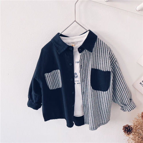 Children's clothing boy shirt 2023 new thin section coat baby long-sleeved top children's shirt spring and autumn Korean version