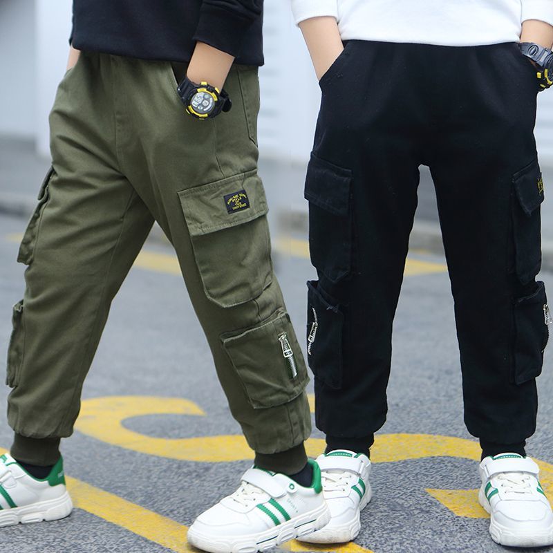 Boys' trousers are handsome and fashionable in 2023 new trend big children's spring and autumn fashion all-match children's overalls