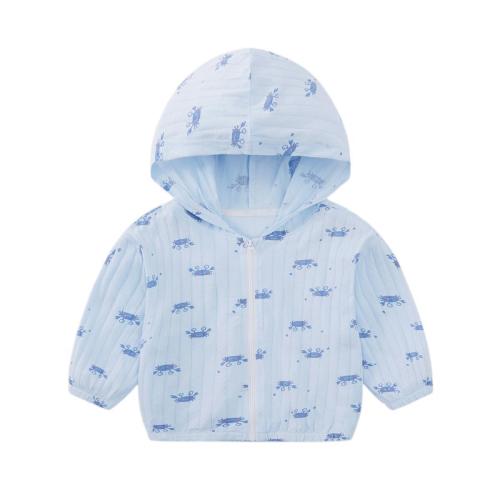Baby sun protection clothing summer hooded children's coat children's clothing summer tops boys' coat cardigan thin section trendy