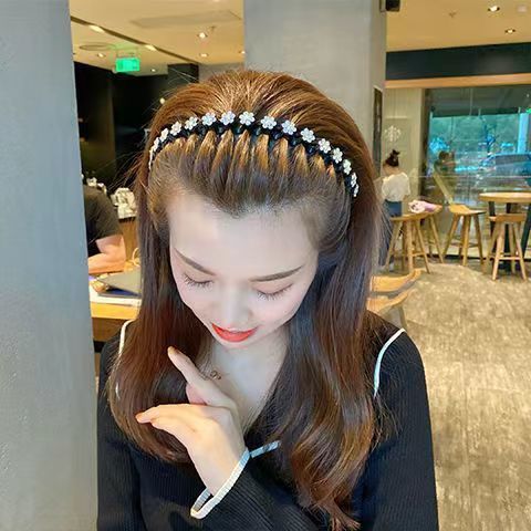 Korean version of rhinestones, broken hair, headbands, bangs, fixed headbands, one push shape, all-match headbands, hair accessories