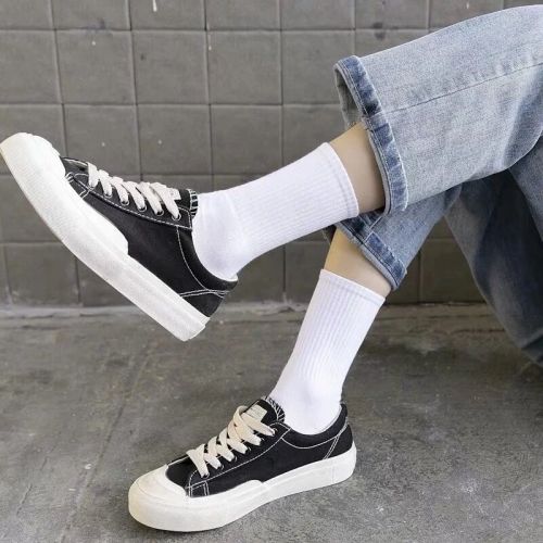 10 pairs of socks women's Japanese mid-tube ins trendy all-match sports Korean version of long tube autumn and winter white stockings men and women couples