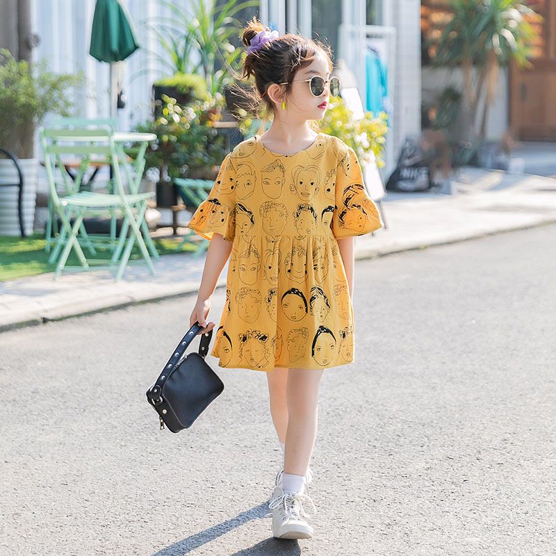 Girls' dress summer dress 2023 new net red Korean version of foreign style children's skirt short-sleeved little girl half-sleeved children's skirt