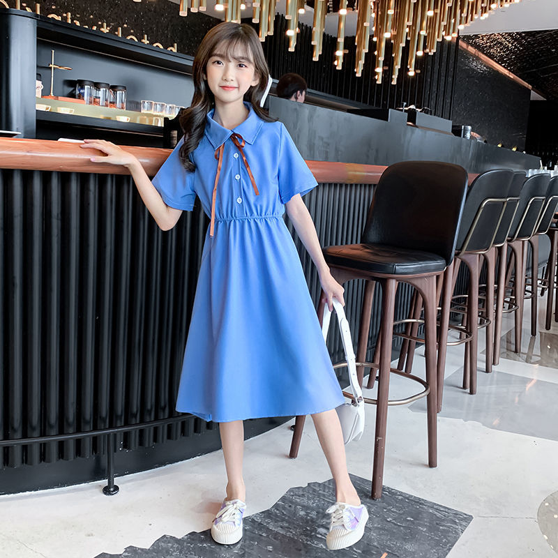 Girls summer college wind dress 2023 new little girl children's skirt in super fairy student dress