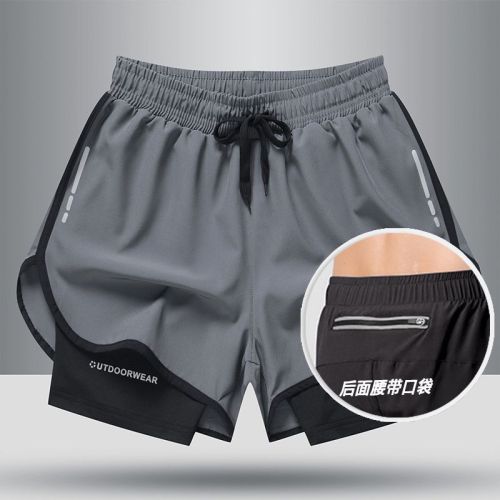 Running men's and women's swimming fitness shorts quick-drying breathable fake two-piece sports double-layer suit elementary and middle school students basketball uniform