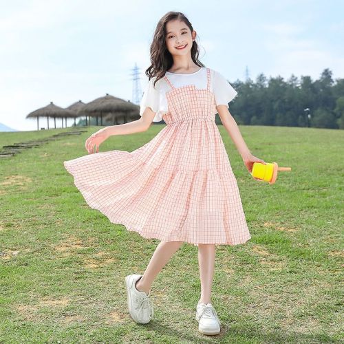 Children's clothing girls princess dress summer dress 2022 foreign style new medium and large children's skirt summer girls summer dress