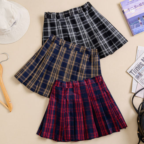 Children's pleated skirt elastic waist girl skirt primary school students spring and summer new foreign style plaid skirt girl skirt