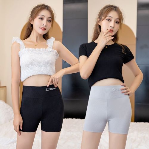 Anti-light safety pants summer high-waist belly three-point leggings women's non-curling thin section can be worn outside home shorts