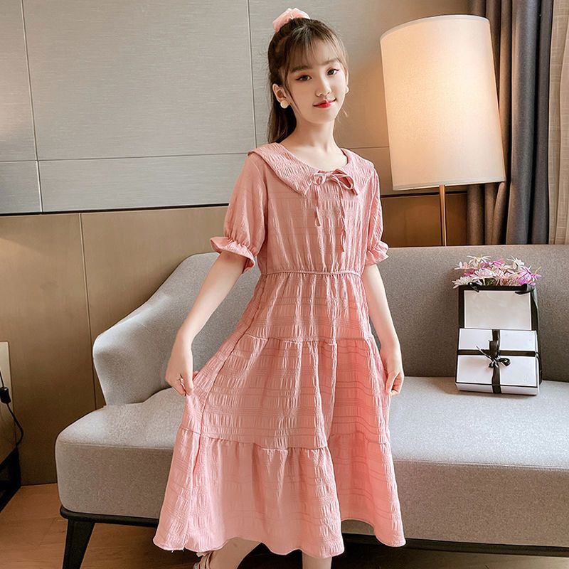 Girls summer new doll collar dress parent-child dress princess fairy skirt children's mid-length skirt middle and big children