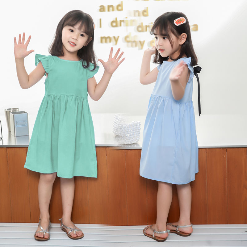New Korean version of foreign style fashion net red thin section lace princess skirt super fairy explosive style breathable solid color children's skirt