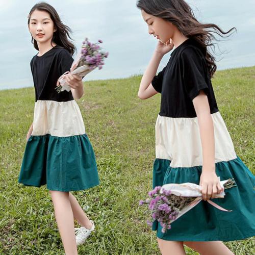 New Girls Summer Dress 2023 Baby Girls Loose Air Conditioning Skirt Children Girls Knitted Short Skirt Western Style