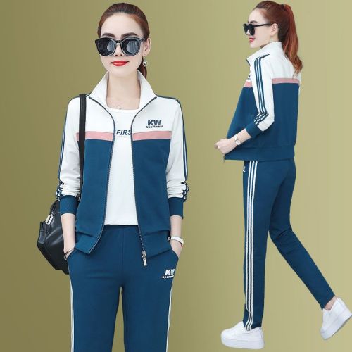 Casual suit women's spring and autumn 2023 new Korean version of the trendy western style large size sportswear fashion loose sweater three-piece set