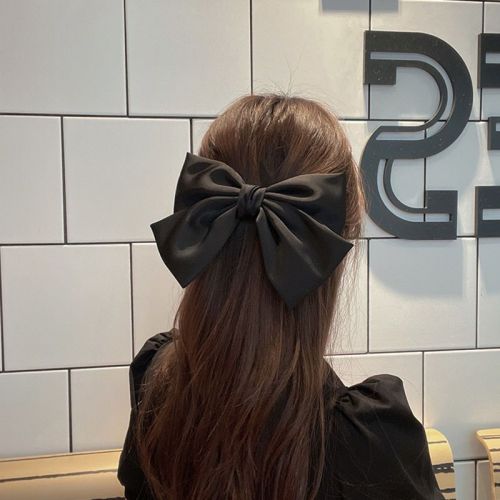 Black bow hairpin women's head new spring clip top clip high-end sense head rope ponytail hair clip