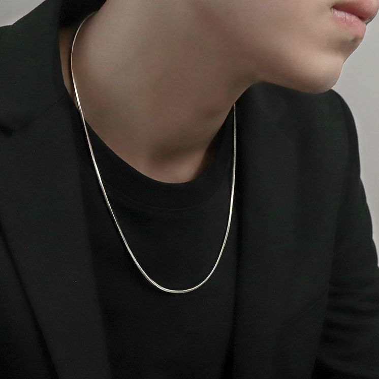 Trendy brand snake bone chain simple thin necklace men's trendy men's personalized sweater chain hip-hop ins street all-match neck accessories
