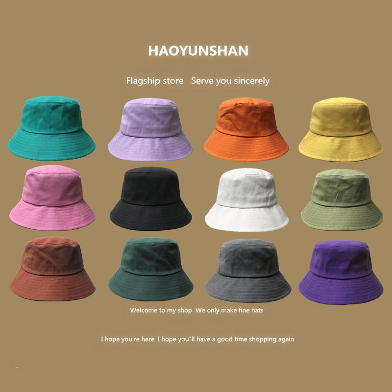 Japanese classic solid color all-match fisherman hat men and women spring and summer casual big eaves washbasin hat sun hat tide