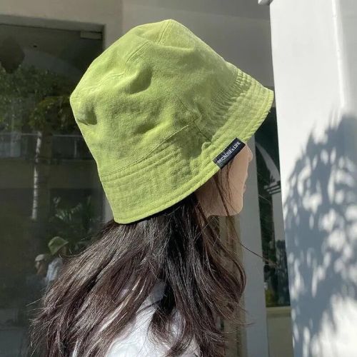 Japanese letter label bucket hat double basin hat spring and summer new straight fisherman hat Korean casual sunscreen hat tide