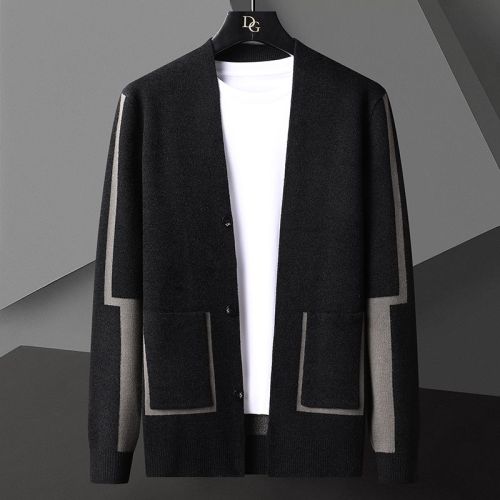 Men's knitted cardigan 2023 new spring and autumn Korean style trendy loose sweater jacket men's outerwear