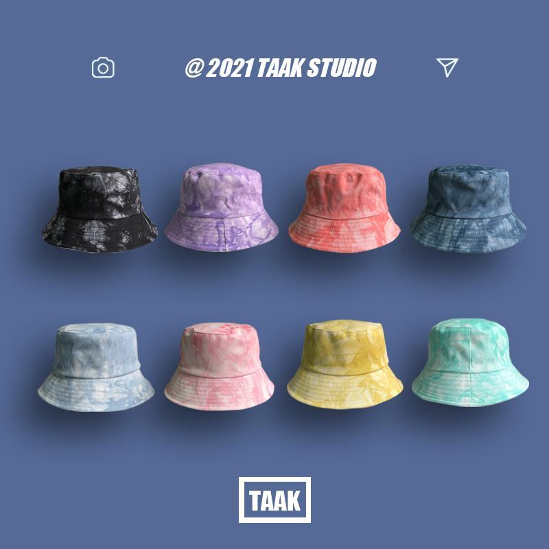 Korean ins double-sided tie-dye fisherman hat women's spring and summer Korean version of the trendy men's all-match sunshade and sunscreen street basin hat