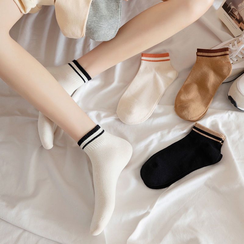 Socks, women's socks, spring and autumn, women's mid-tube socks, striped Japanese students, deodorant sports socks, ins tide, all-match