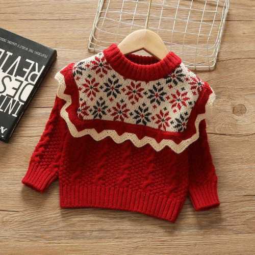 Girls sweater 2022 new foreign style autumn and winter clothes baby children's knitted bottoming shirt baby girl top tide