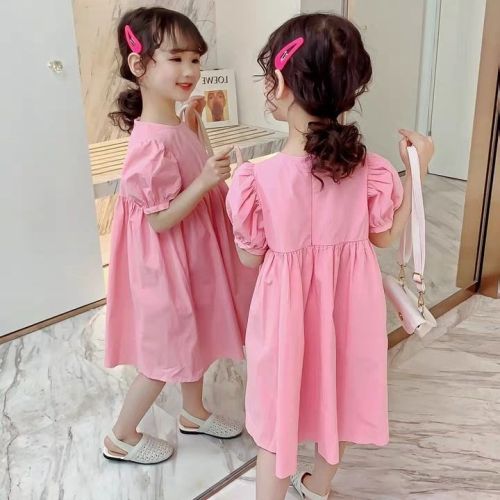 Girls' dress summer dress 2023 new Korean version of children's summer skirt foreign style loose short-sleeved net red princess dress