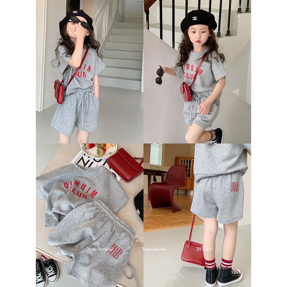 Girls 2023 new Korean version of the summer short-sleeved shorts suit summer children's foreign style explosive style two-piece summer dress trend