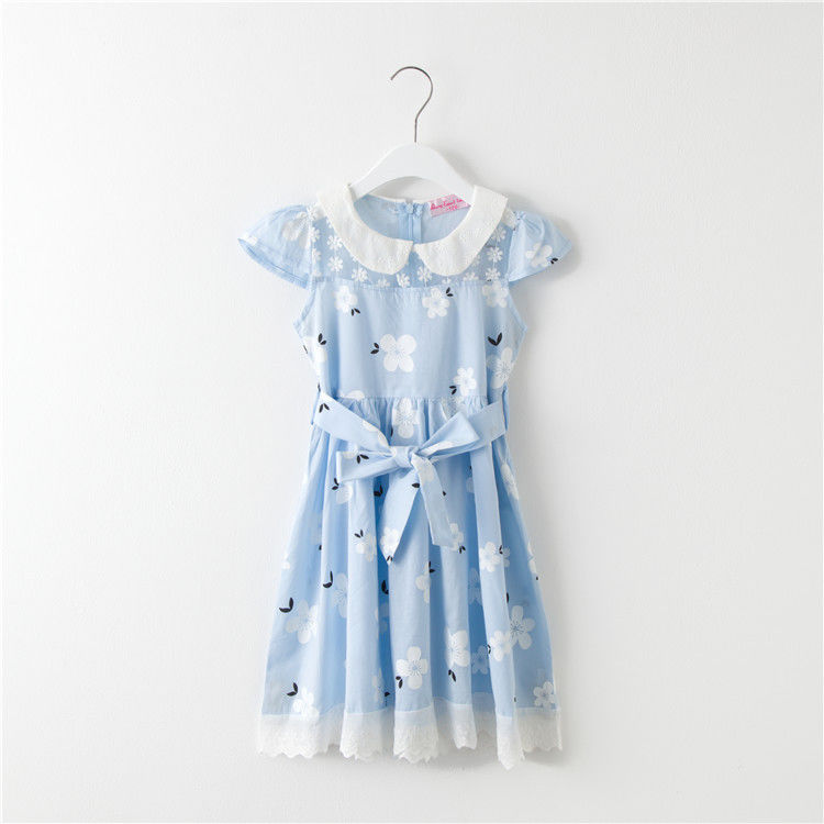 2023 summer big children's dress pure cotton girl's skirt doll belt waist princess skirt children's skirt ins