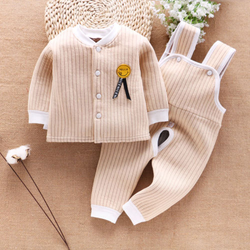 Baby warm clothes suit pure cotton spring and autumn clothes baby autumn clothes bib pants male newborn autumn clothes quilted female