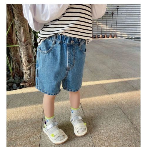 Boys summer jeans 2023 thin section children's shorts fashion baby trend all-match pants