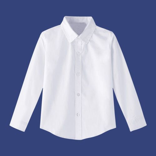 Children's white shirt boys long-sleeved pure cotton spring and autumn primary school students school uniform girls white shirt performance clothing