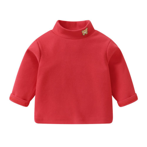 Baby clothes velvet high collar bottoming shirt warm long-sleeved T-shirt winter clothes autumn and winter boys and girls baby